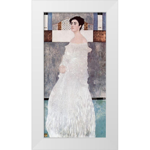 Portrait of Margaret Stonborough-Wittgenstein White Modern Wood Framed Art Print by Klimt, Gustav