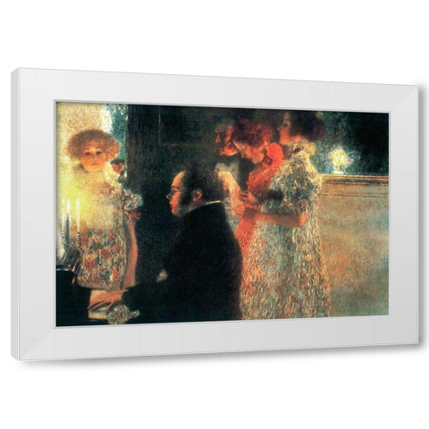Schubert at the Piano II White Modern Wood Framed Art Print by Klimt, Gustav