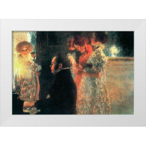Schubert at the Piano II White Modern Wood Framed Art Print by Klimt, Gustav