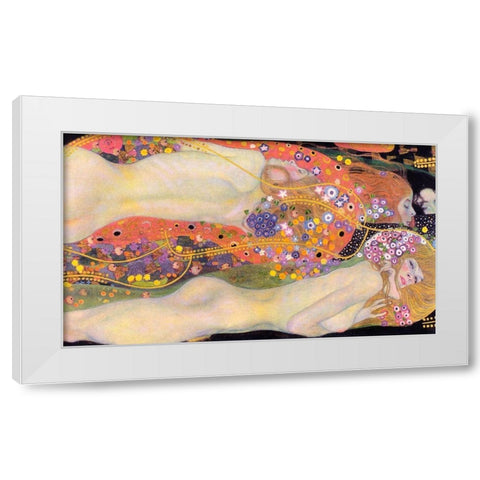 Water Serpents II White Modern Wood Framed Art Print by Klimt, Gustav