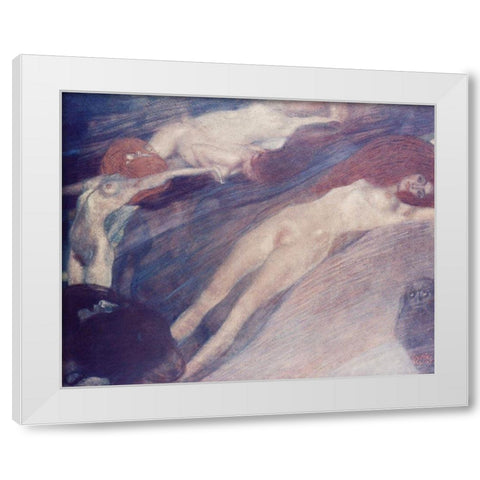 Moving water White Modern Wood Framed Art Print by Klimt, Gustav