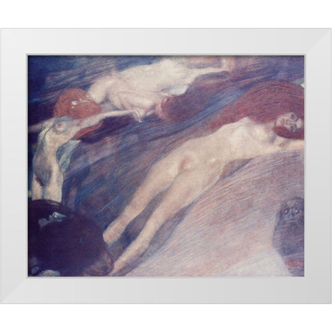 Moving water White Modern Wood Framed Art Print by Klimt, Gustav