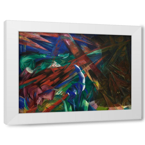 Animal fates-the trees showed their rings-the animals their veins White Modern Wood Framed Art Print by Marc, Franz
