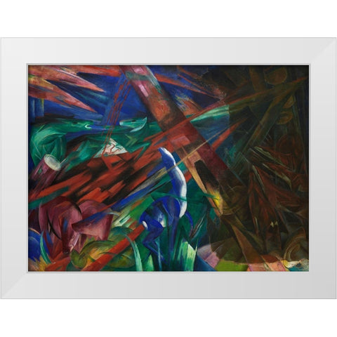 Animal fates-the trees showed their rings-the animals their veins White Modern Wood Framed Art Print by Marc, Franz