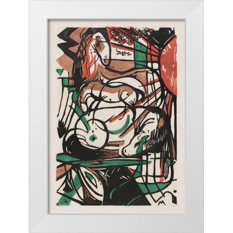 The Birth of Horses White Modern Wood Framed Art Print by Marc, Franz