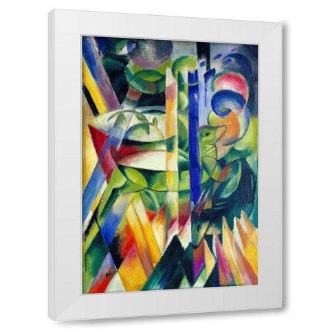 The Little Mountain Goats White Modern Wood Framed Art Print by Marc, Franz