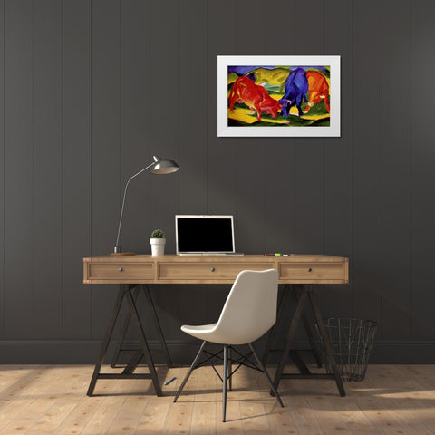 Cows White Modern Wood Framed Art Print by Marc, Franz