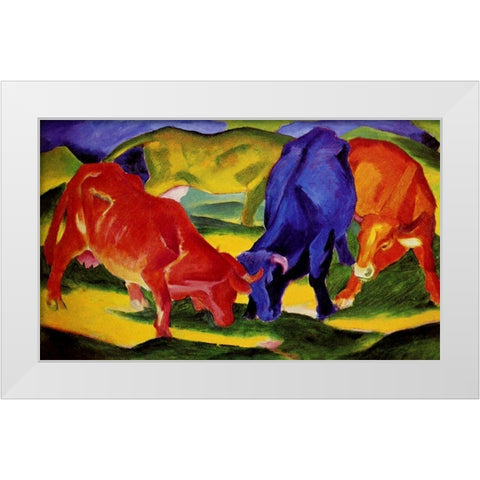Cows White Modern Wood Framed Art Print by Marc, Franz