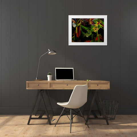 Doe in Cloister Garden White Modern Wood Framed Art Print by Marc, Franz