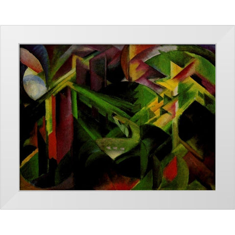 Doe in Cloister Garden White Modern Wood Framed Art Print by Marc, Franz