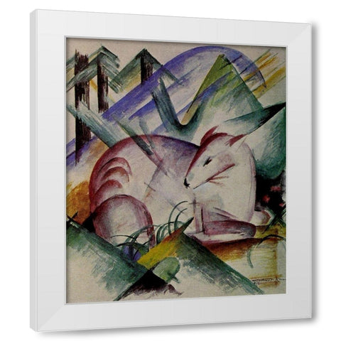 Red Deer White Modern Wood Framed Art Print by Marc, Franz