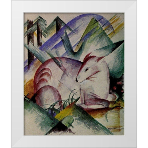 Red Deer White Modern Wood Framed Art Print by Marc, Franz