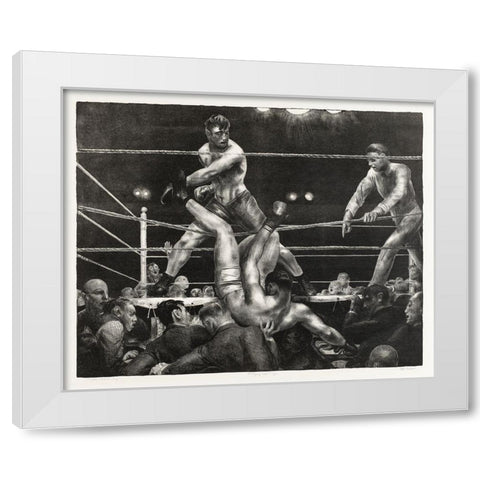 Dempsey and Firpo White Modern Wood Framed Art Print by Bellows, George