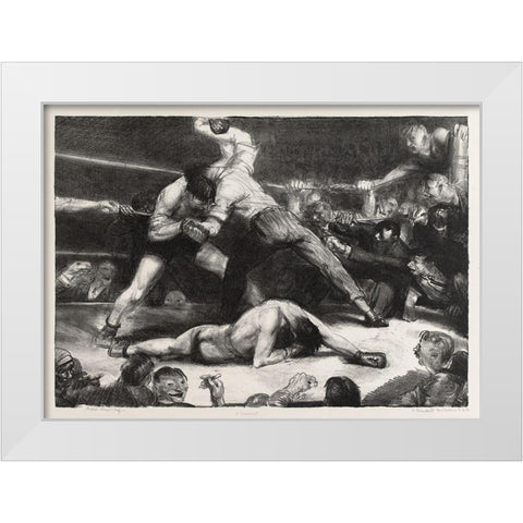 A knock-out-first state White Modern Wood Framed Art Print by Bellows, George