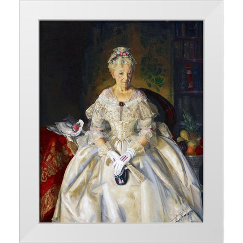 Mrs T in Cream Silk-No 2 White Modern Wood Framed Art Print by Bellows, George