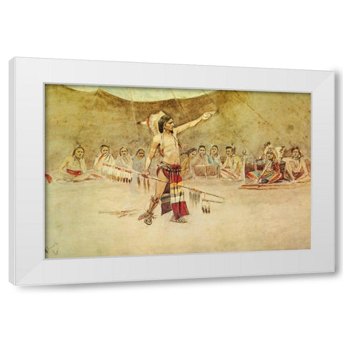 Council of War White Modern Wood Framed Art Print by Russell, Charles Marion