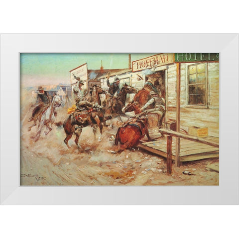In without Knocking White Modern Wood Framed Art Print by Russell, Charles Marion