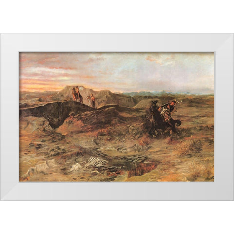 Shooting a Spy White Modern Wood Framed Art Print by Russell, Charles Marion