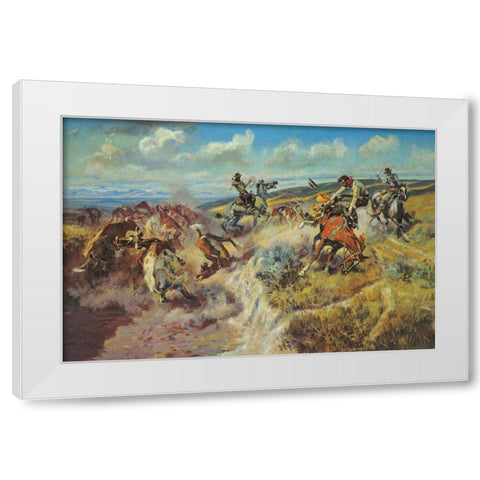 Tight Dally and a Loose Latigo White Modern Wood Framed Art Print by Russell, Charles Marion
