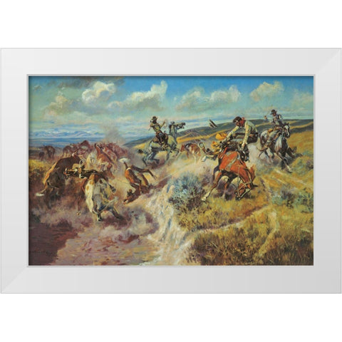 Tight Dally and a Loose Latigo White Modern Wood Framed Art Print by Russell, Charles Marion