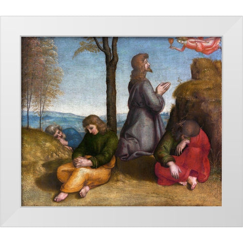 The Agony in the Garden White Modern Wood Framed Art Print by Raphael
