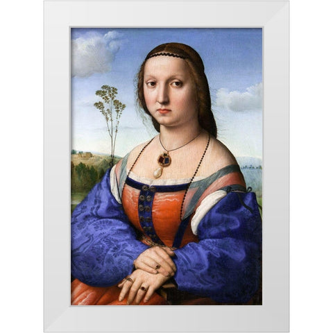 Portrait of Maddalena Strozzi Doni White Modern Wood Framed Art Print by Raphael