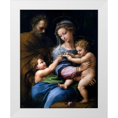 Madonna of the Rose White Modern Wood Framed Art Print by Raphael