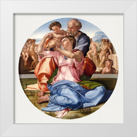 Doni Tondo White Modern Wood Framed Art Print by Michelangelo