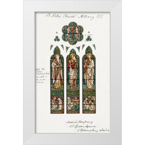 Design for Stained Glass Window-Saint Peters Episcopal Church-Albany-NY White Modern Wood Framed Art Print by Burne–Jones, Edward