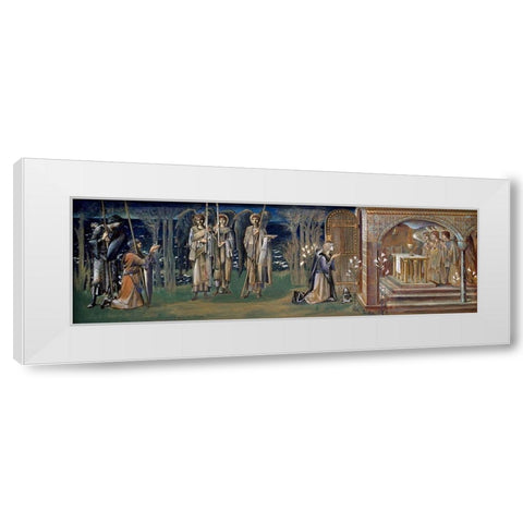 Quest for the Holy Grail-Study for The Attainment White Modern Wood Framed Art Print by Burne–Jones, Edward