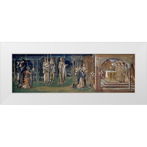 Quest for the Holy Grail-Study for The Attainment White Modern Wood Framed Art Print by Burne–Jones, Edward