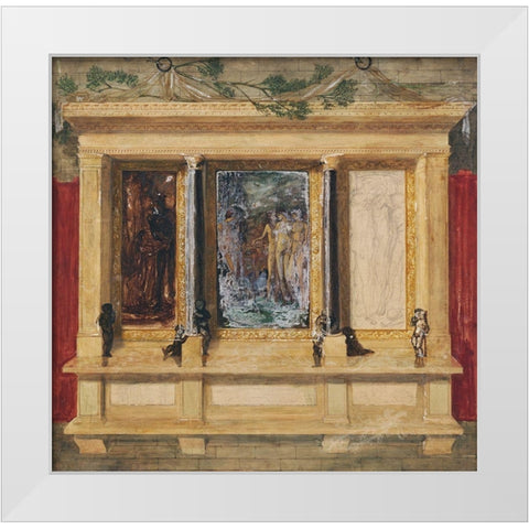 Troy Triptych-Compositional Study White Modern Wood Framed Art Print by Burne–Jones, Edward
