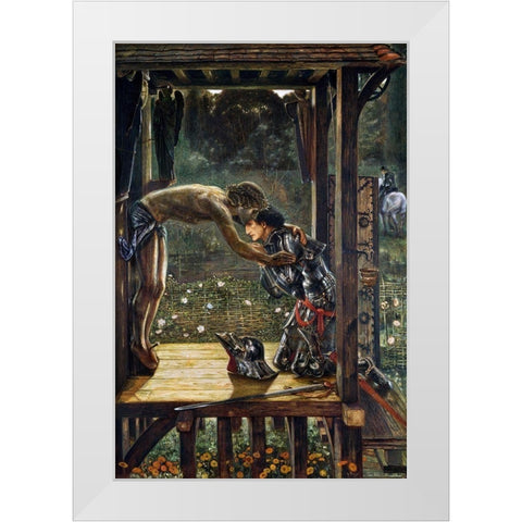 The Merciful Knight White Modern Wood Framed Art Print by Burne–Jones, Edward