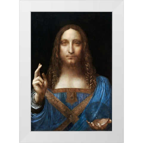 Salvator Mundi White Modern Wood Framed Art Print by da Vinci, Leonardo