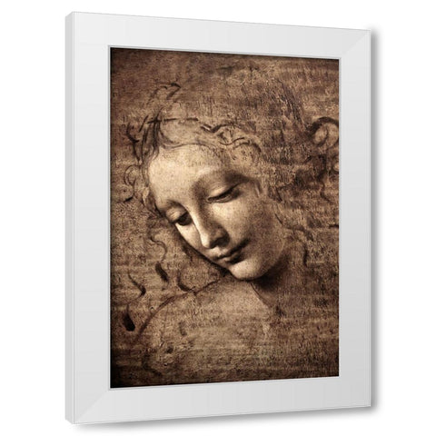 La Scapigliata White Modern Wood Framed Art Print by da Vinci, Leonardo