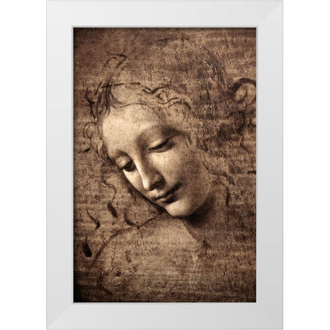 La Scapigliata White Modern Wood Framed Art Print by da Vinci, Leonardo