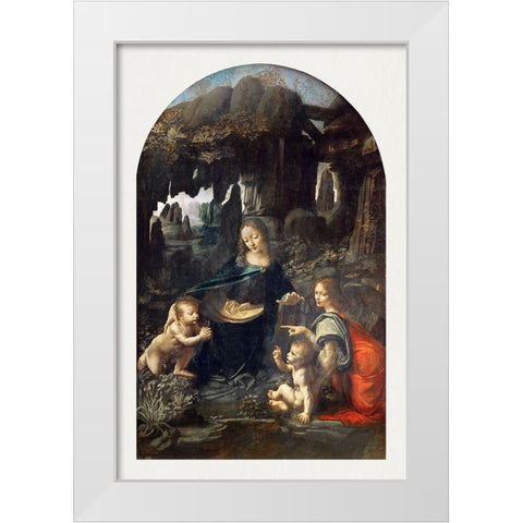 Virgin of the Rocks White Modern Wood Framed Art Print by da Vinci, Leonardo