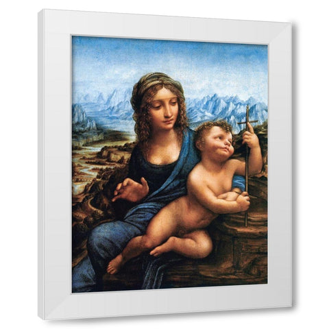 Madonna of the Yarnwinder White Modern Wood Framed Art Print by da Vinci, Leonardo