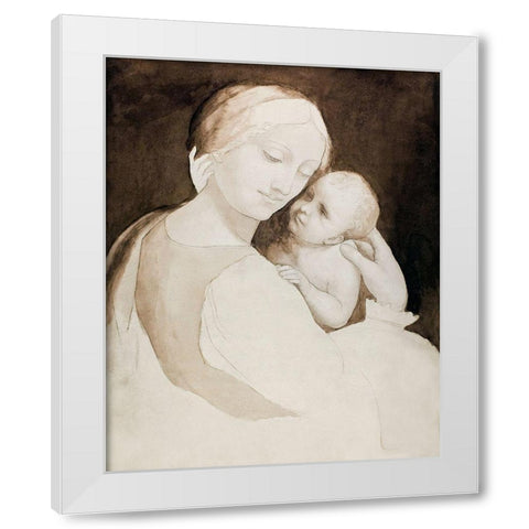 Madonna and Child-and Fragment of Woman’s Torso White Modern Wood Framed Art Print by da Vinci, Leonardo