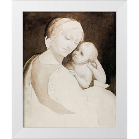 Madonna and Child-and Fragment of Woman’s Torso White Modern Wood Framed Art Print by da Vinci, Leonardo