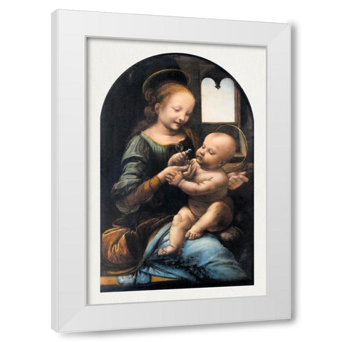Benois Madonna White Modern Wood Framed Art Print by da Vinci, Leonardo