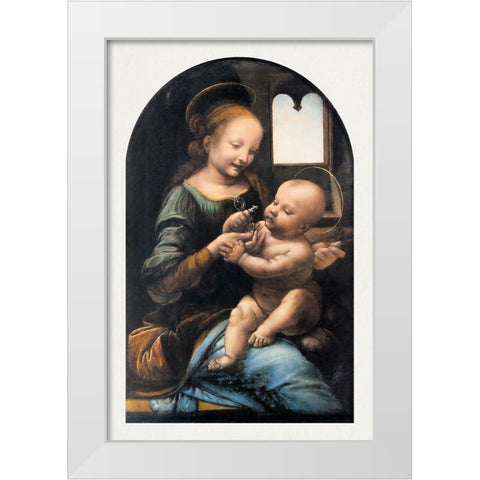 Benois Madonna White Modern Wood Framed Art Print by da Vinci, Leonardo
