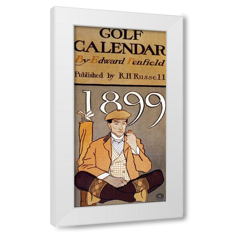 Golf Calendar White Modern Wood Framed Art Print by Penfield, Edward