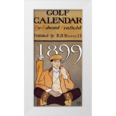 Golf Calendar White Modern Wood Framed Art Print by Penfield, Edward
