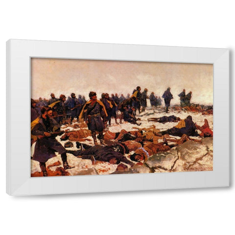 Battle of Warbonnet Creek White Modern Wood Framed Art Print by Remington, Frederic