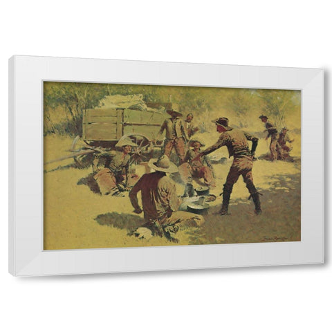 The Quarrel White Modern Wood Framed Art Print by Remington, Frederic