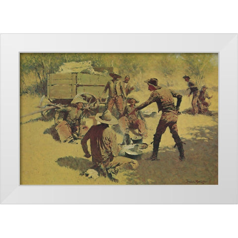 The Quarrel White Modern Wood Framed Art Print by Remington, Frederic