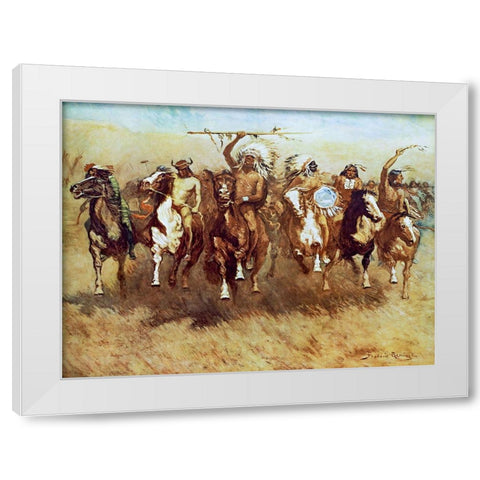 Victory Dance White Modern Wood Framed Art Print by Remington, Frederic