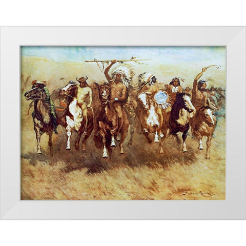 Victory Dance White Modern Wood Framed Art Print by Remington, Frederic