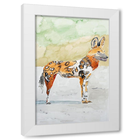 African Wild Dog White Modern Wood Framed Art Print by Derr, Wynn